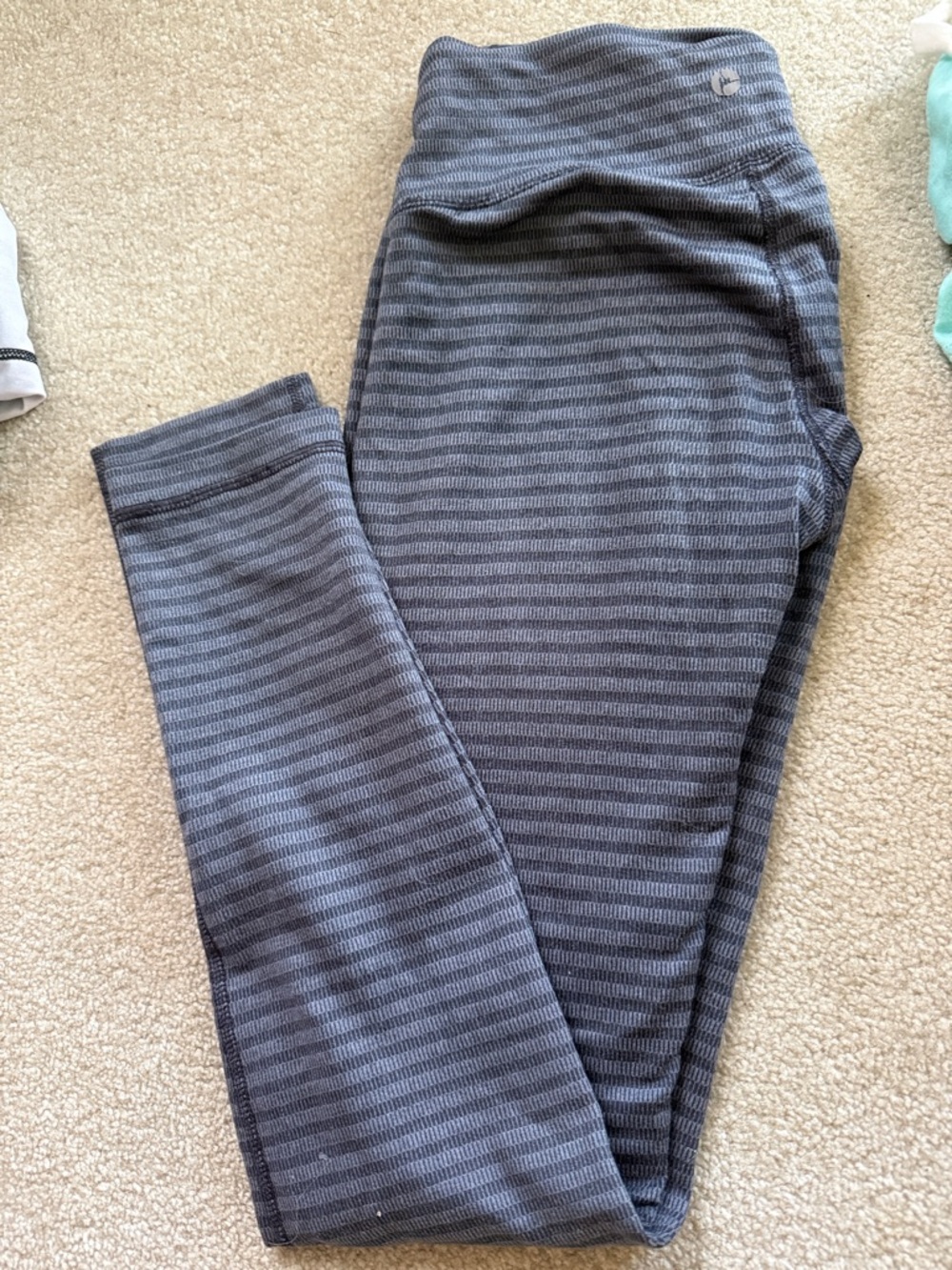 90 Degree By Reflex Kids Dark Gray Striped Leggings